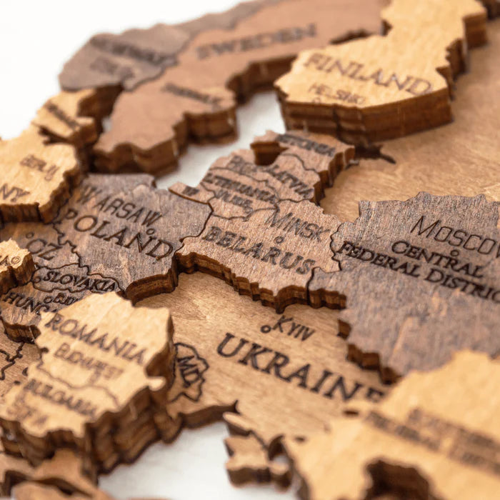 Carte du monde en bois Chocolat