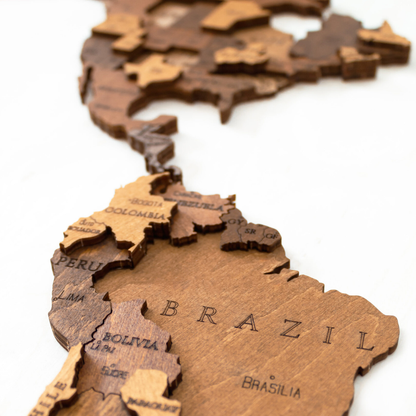 Carte du monde en bois Chocolat