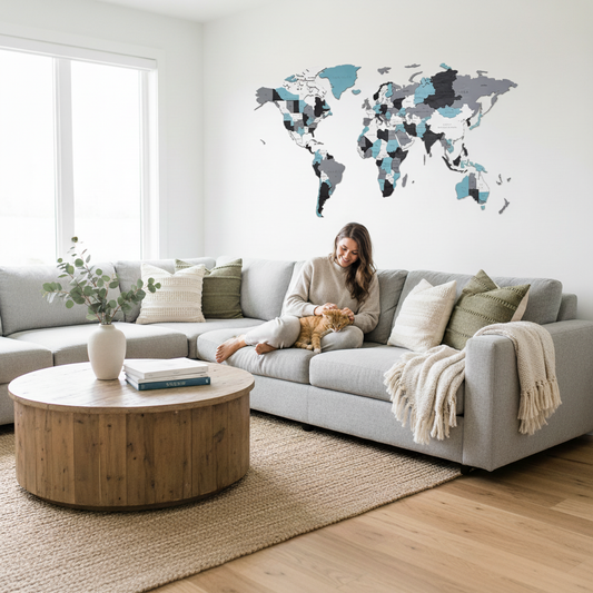 Carte du monde en bois Horizon