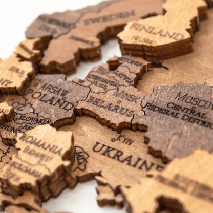 Carte du monde en bois Chocolat